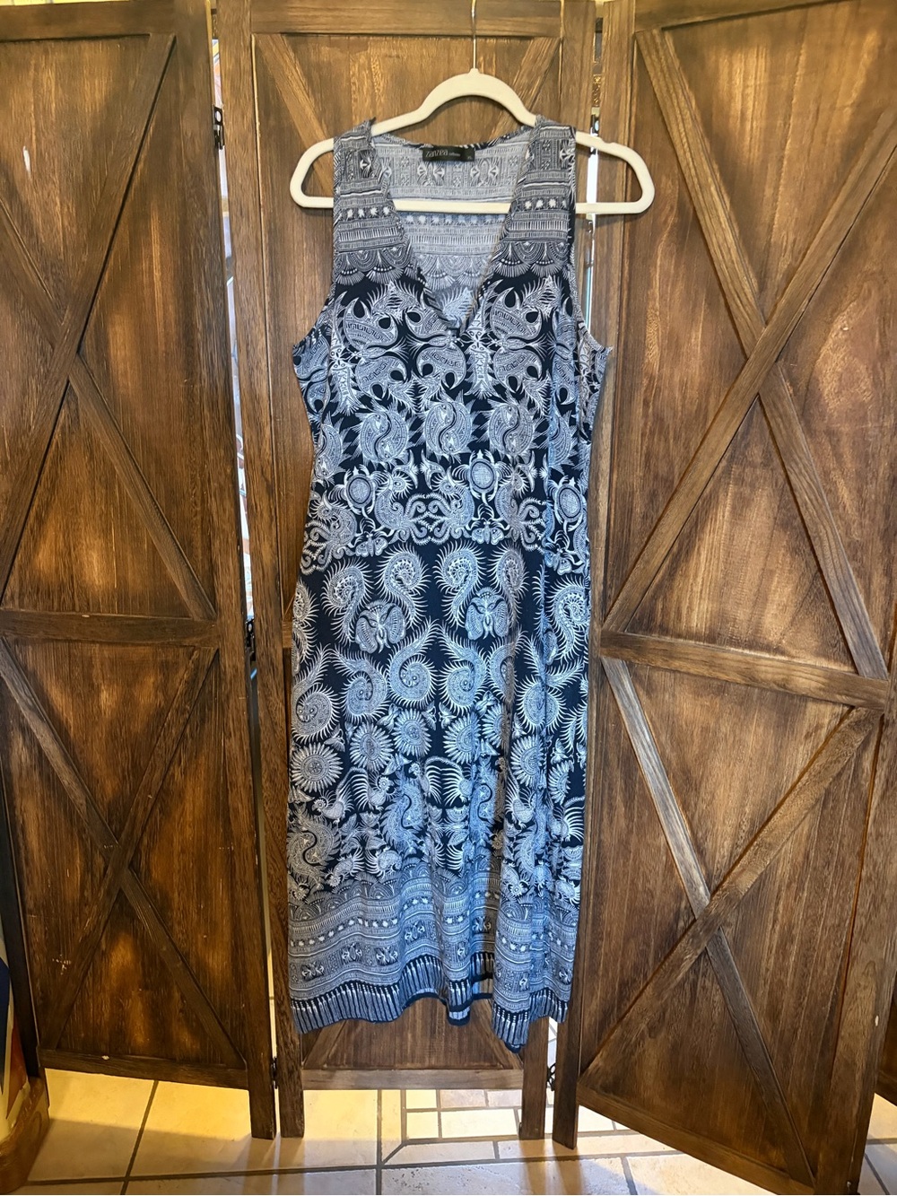 Zanzea Black and White Printed Sleeveless Maxi Dress